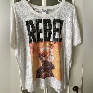 White burnout Graphic David Bowie Logo Tee with Black Print